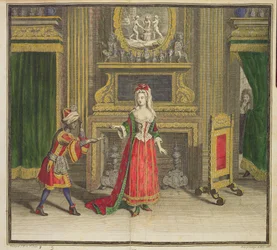 Dame på soverommet hennes, utgitt ca. 1688-90